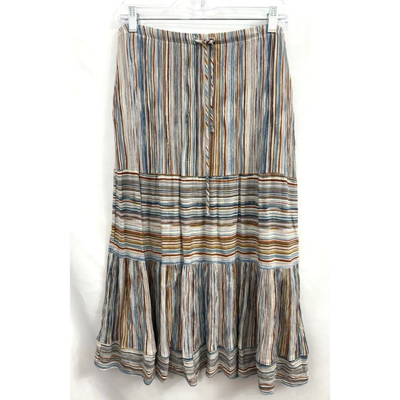 Karen Kane Dresses & Skirts - Karen Kane Tiered Midi Skirt Multicolor Elastic Tie Waist Womens Size L Rayon